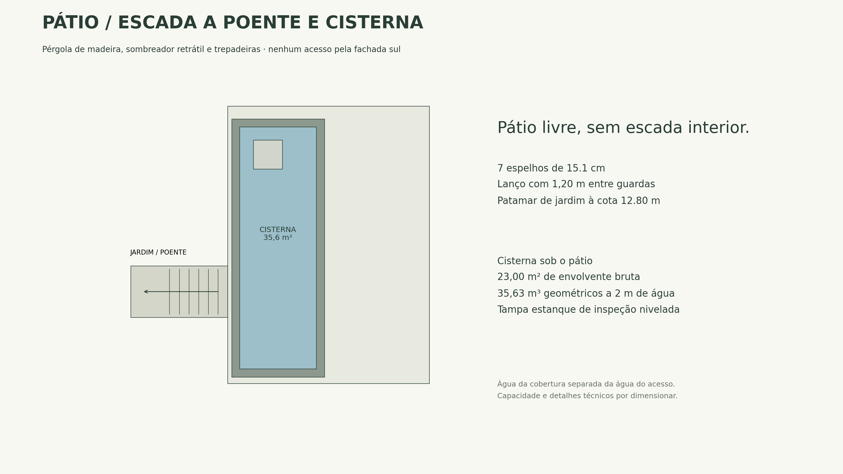 Planta do pátio, cisterna e escada para poente