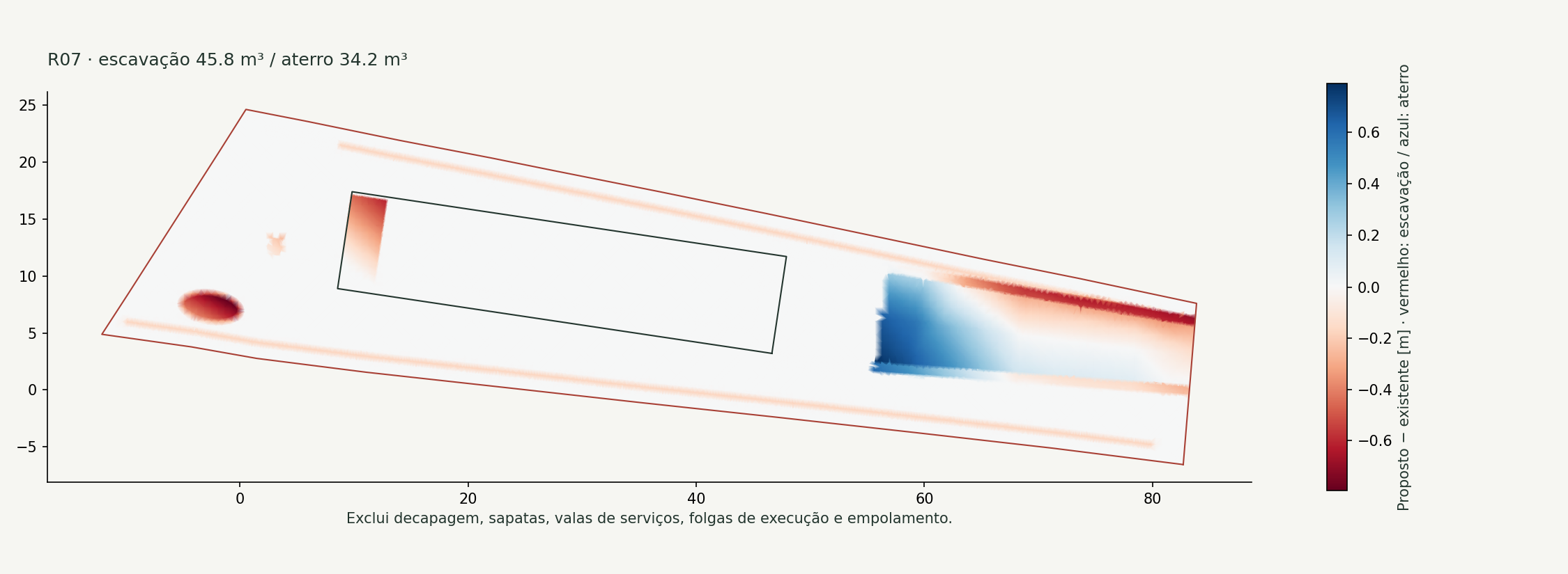 Mapa de escavação e aterro